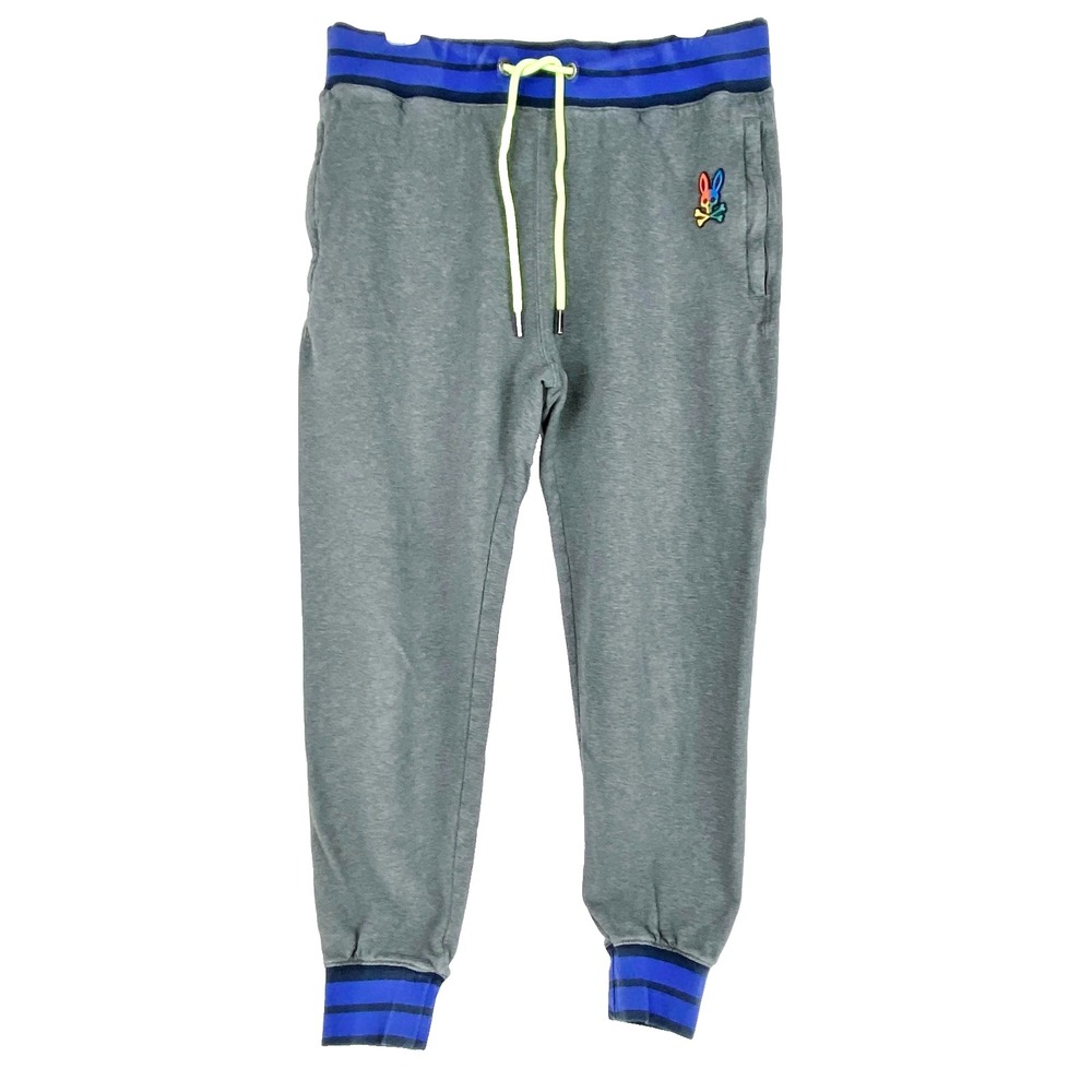 Psycho Bunny Sweat Pants Men's M Gray Blue Drawstring Thick Cotton Pockets Fine!
